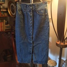 Sexy Denim 1980s Skirt French Et Vous Vintage Snaps Slit Opens Up size 3... - $39.60