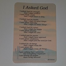 I Asked God Scenic Verse Card Small 2.33&quot; x 3.5&quot; NEVER USED - £6.00 GBP