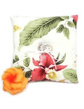 Ring Bearer Pillow Beige Multicolor Hawaiian Orchid Pua Floral Wedding S... - £39.86 GBP