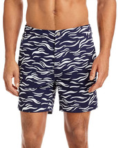 Onia Men&#39;s Calder Nylon 6&quot; Chambray Stretch Swim Trunks Blue Navy Waves-Small - £48.41 GBP