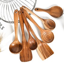 Teak Natural Wood Tableware Spoon Ladle Turner Rice Colander Soup Skimmer Cookin - £38.93 GBP
