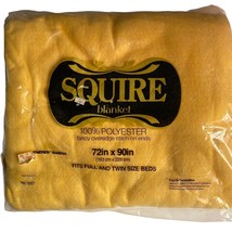 Squire Blanket Yellow 72x90 Polyester Fits Full and Twin USA New Sealed VTG - $14.60