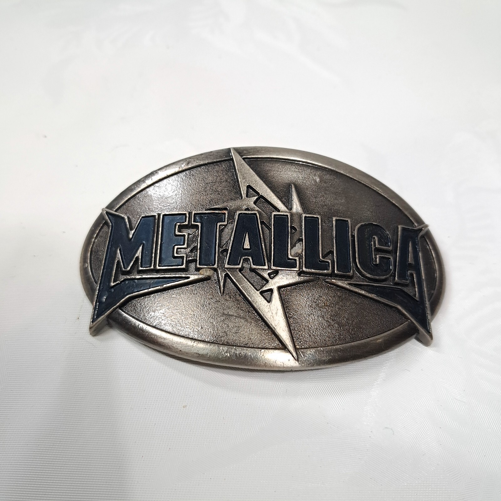 Metallica Metal buckle for hat silver band logo pewter badge rock band Vintage Item image 2