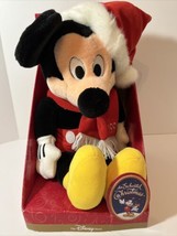 1998 The Disney Store An Enchanted Christmas Mickey Mouse As Santa Plush In Box - $16.82