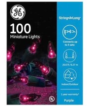 GE String-A-Long 100 Purple Miniature Lights, 20.6&#39; Long, Indoor/Outdoor - £7.15 GBP