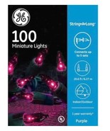 GE String-A-Long 100 Purple Miniature Lights, 20.6&#39; Long, Indoor/Outdoor - £7.04 GBP