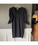 Sundry Black Stretch Ruched 3/4 Sleeve Mini V-neck Size 1 Size Small Dress - $388.69 MXN