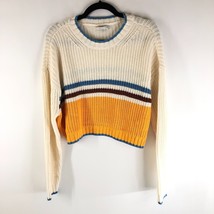American Eagle Womens Sweater Oversized Chunky Knit Colorblock Yellow Ivory S - £11.38 GBP