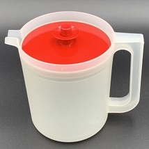 Vintage Tupperware 1575 Clear Sheer 1.5 qt 6 Cup Pitcher Red Push Button Lid - £8.52 GBP