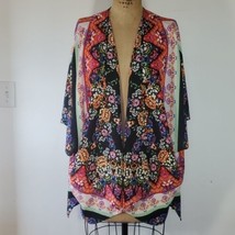 Eyeshadow Wrap Size M Scarf Cardigan Vest Cover-up Black Floral Kimono D... - £20.66 GBP