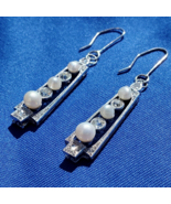Earth mined Diamond Deco Platinum Pearl Statement Earrings Antique Dangl... - $10,267.53 CAD