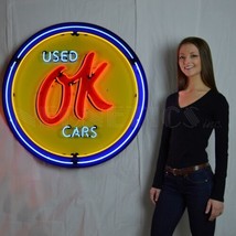 Ok Used Cars Business Light Car Dealer Neon Light Neon Sign In 36? Steel Can - £1,079.12 GBP