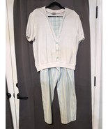 Vintage Cricket Lane Womens Shirt Pants Century Large White Blue Yellow ... - $20.24 CAD