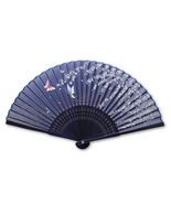 SILK HAND FAN 8&quot; Blue Butterfly and Wistera High Quality Folding Pocket ... - $144.67 MXN