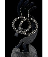 Handmade Genuine Navajo Pearl Sterling Silver Large Hoop Dangle Earrings - £67.14 GBP