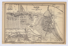 1896 Antique City Map Of Cleve / North Rhine - Westphalia / Germany - £16.80 GBP