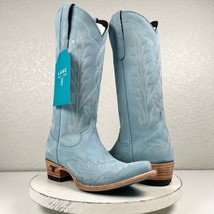 Lane LEXINGTON Light Blue Cowboy Boots Womens 6.5 Leather Western Snip T... - £189.49 GBP