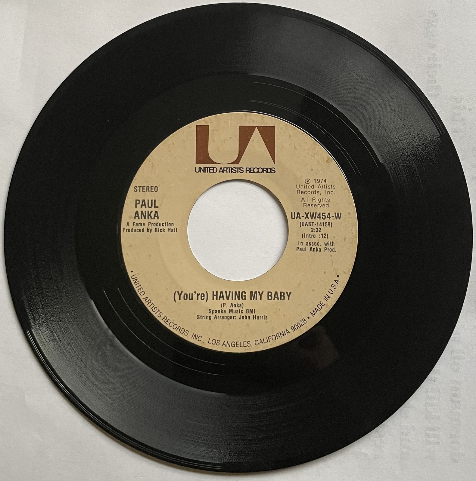 PAUL ANKA - (You&#39;re) HAVING MY BABY / PAPA - 45 RPM - 1974 - $8.99