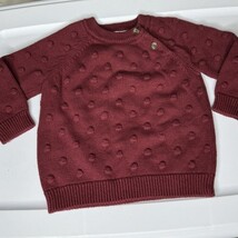 Cat &amp; Jack Baby Girls  6-9 M Pullover Sweater Maroon Popcorn Swiss Dot C... - €8,63 EUR