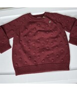 Cat &amp; Jack Baby Girls  6-9 M Pullover Sweater Maroon Popcorn Swiss Dot C... - $183.65 MXN