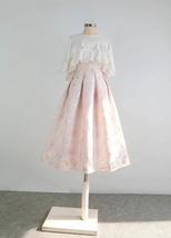 Light Pink Pleated Midi Skirt Outfit Women Custom Plus Size Flower Midi Skirts image 8