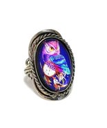 Mia Jewel Shop Psychedelic Owl Oval Adjustable Ring Acrylic Graphic Cabo... - $18.80
