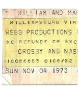 Vintage David Crosby Et Graham Nash Ticket Stub Novembre 4 1973 Williams... - £59.89 GBP