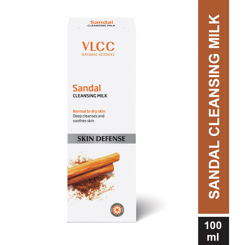 VLCC Sandal Skin Defense Cleansing Milk - Normal to Dry Skin, 100ml (Pack of 1) - £8.40 GBP