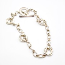 RLL Silver Tone Chain Necklace, Ralph Lauren Choker Oval Links with Interlocking - £29.55 GBP