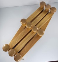 Vintage Accordion Rack 10 Pegs Expandable Clothes Hat Towels Wood Italy Wall - £70.33 GBP