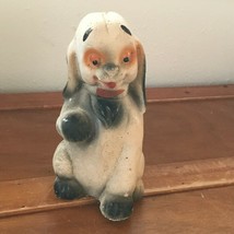 Vintage Black &amp; White Chalkware Begging Puppy Dog Figurine – 6 and 3/8th’s inche - £9.79 GBP