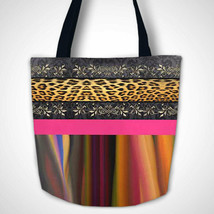 Weatherproof Canvas Tote with Animal Print Rainbow Color Blend Design Si... - £39.16 GBP