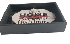 Christmas Red Farm Truck Wooden Sign I&quot;ll Be Home For Christmas 7x5x1&quot; Plaid - £17.70 GBP