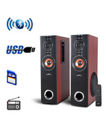 New Befree 2.1 Channel Dual Wood Tower Bluetooth Speaker w/ Optical USB ... - $175.21