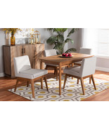 Larine Greyish Beige Fabric Upholstered and Walnut Brown 5-Piece Dining Set - $17,403.68 MXN