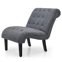 Giantex Armless Accent Chair Modern Upholstered Tufted Lounge Chair Dark Grey - £151.53 GBP