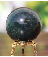 210g!-55mm Green Agate Sphere Quartz Crystal Mineral Ball with Stand - $816.05 MXN