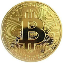 Gold-Plated Bitcoin Novelty Coin w/ Clear Display Case - £1.55 GBP