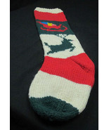 Handcrafted red, green and white knitted Christmas stocking - $612.90 MXN