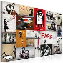 Tiptophomedecor Stretched Canvas Street Art - Banksy Collage Wide - Stretched &amp;  - £64.28 GBP+