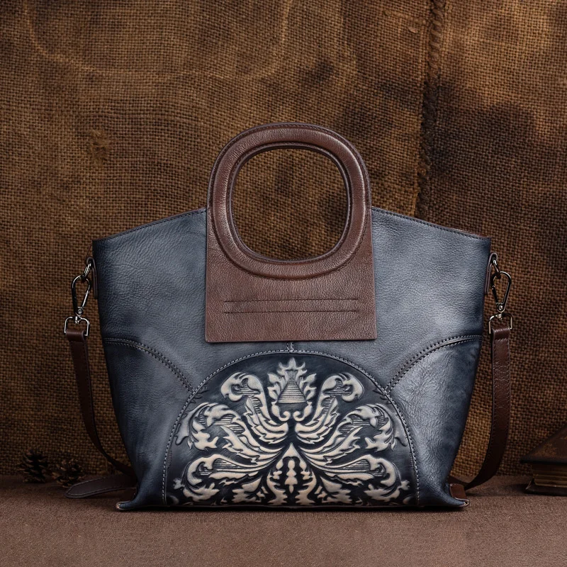 New Vintage Handmade Women Handbags Cow Leather Luxury Handbag Designer Embossed - £110.51 GBP