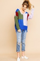 Women&#39;s Multi Color Blocked Long Sleeve Pullover Sweater (L) - $40.10