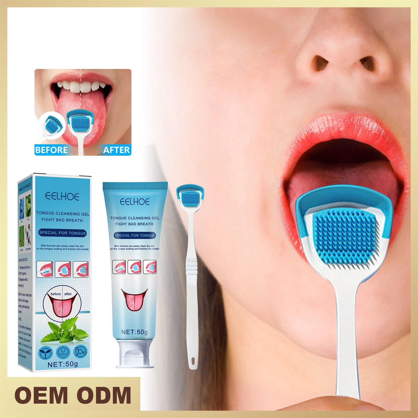 House Home Tongue Cleaning Gel With Brush Reduce Bad Breath Healthy Oral Hygiene - £19.28 GBP