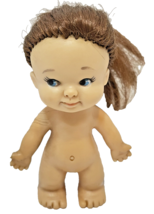 Vintage 1965 Uneeda Pee Wees Doll Brown Hair Blue Eyes 3.5 In Tall No Clothes - £13.12 GBP