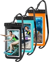 Universal Waterproof Phone Pouch 3 Pack, IPX8 Waterproof (Black,Green,Orange) - £10.62 GBP