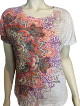 Zenergy By Chico&#39;s Women&#39;s T-Shirt w/ Rhinestones Multicolored Small - £15.17 GBP