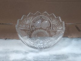 Large French Tazza Etched Crystal Fruit Dish 8.5&quot; Cristal d&#39;Arque No Pedestal - £54.58 GBP