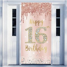 Sweet 16 Rose Gold Door Décor: Glamorous Pink Birthday Backdrop for Girls - Larg - $35.63