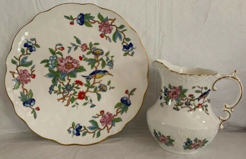 AYNSLEY FINE BONE CHINA Plate Pitcher PEMBROKE REPRODUCTION 18TH CENTURY ENGLAND - $39.99