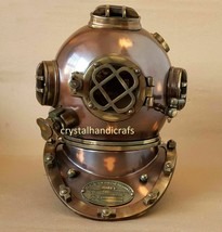 Heavy Diving Helmet Brown US Navy Mark V Marine Scuba Divers Helmet 18&quot; - £149.39 GBP